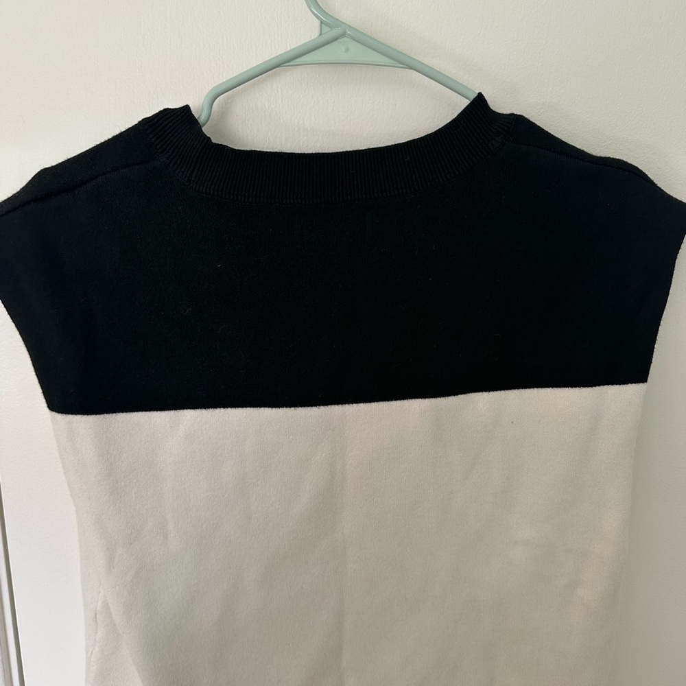 Anthropologie The Noah Black and White Knit Cap Sleeve Top - Picture 4 of 4